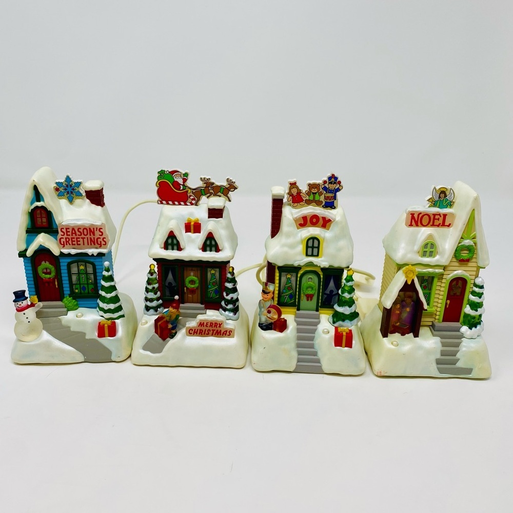 Vintage Holiday Village Set with LED Lights & Songs
